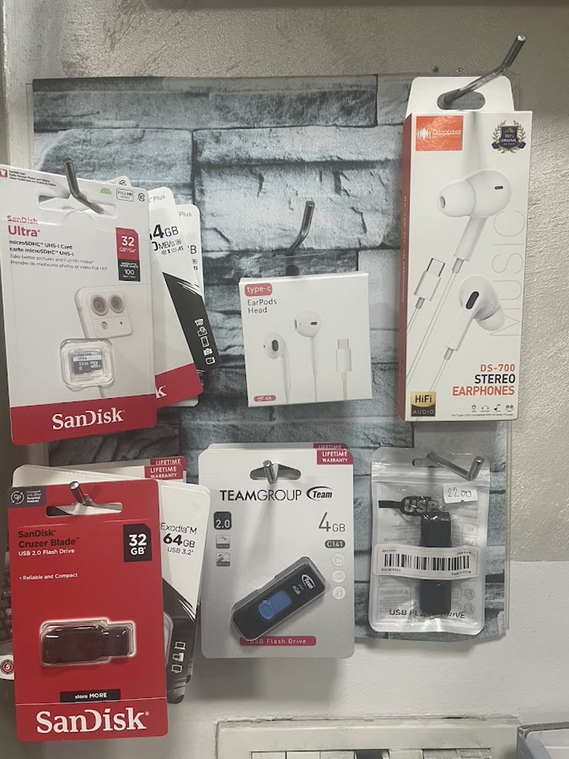 Observed USB drives and memory cards on a shop display